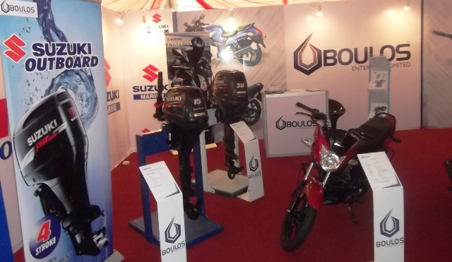 Stand of Boulos Enterprises Limited, showcasing ranges of Suzuki Motorcycles and ourboard engines